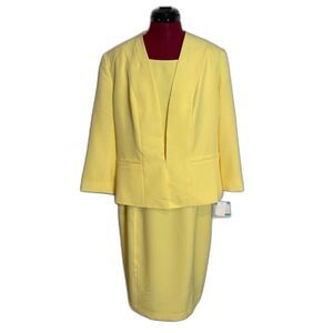 NWT Kasper Jacket Dress Women's Size 16 Limoncello 2-Piece Set Blazer & Dress